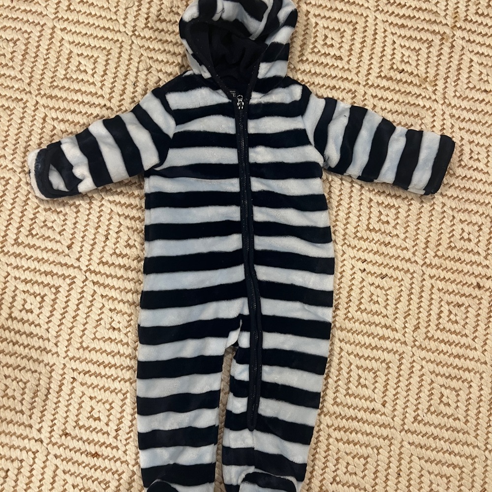 Place Black and White Striped Kids One Piece